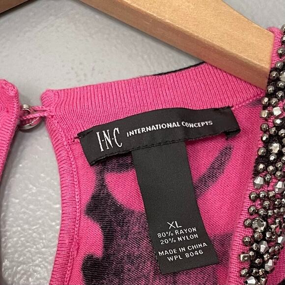 INC Size XL Black Pink Sweater Maximalism Dopamine Glam Barbie Preppy Clueless - Picture 4 of 9